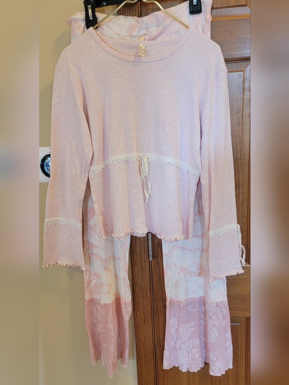 $189 2pc SET NWT Claire Pettibone Dreams Pink PJ Top XL Matching Lounge Pants L